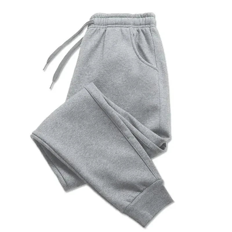Mandotos PUAIA print men's sport jogging pants in solid color, loose fit, suitable for autumn and winter fitness streetwear.