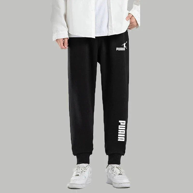 Mandotos PUAIA Print men's jogger pants in solid color, suitable for autumn/winter sports, fitness, and streetwear.
