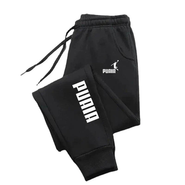 Mandotos PUAIA print men's joggers in solid color, autumn/winter sport trousers with loose fit, suitable for fitness and streetwear.