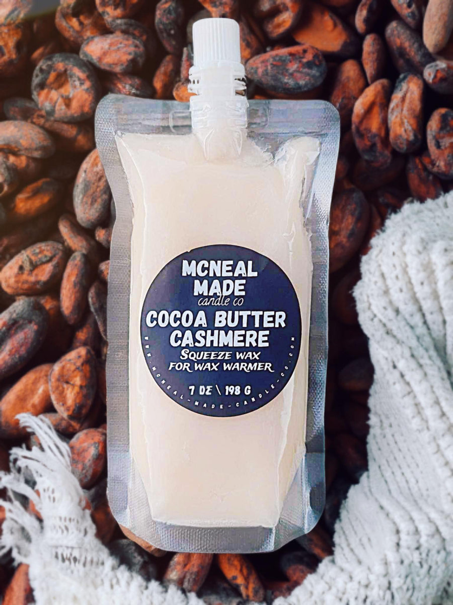 McNeal Made Candle Co squeezable wax melt pouch with birthday cake scent, showcasing the highly fragrant, long-lasting aromatherapy wax.