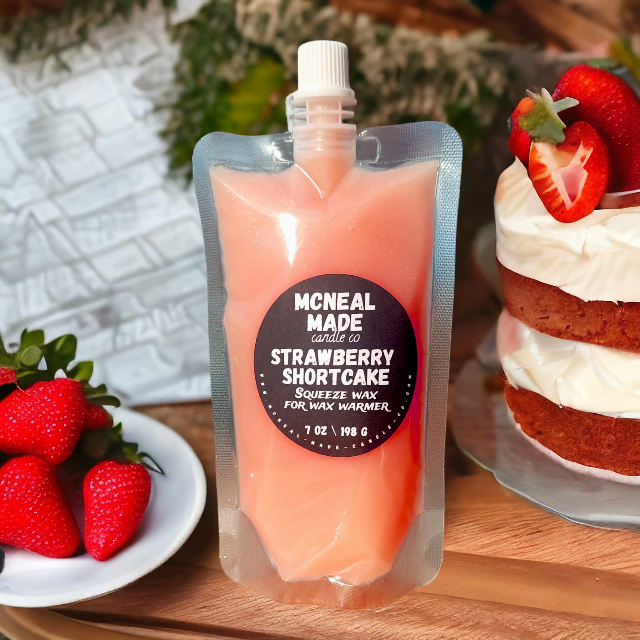 McNeal Made Candle Co Squeezable Wax Melt Pouch with birthday cake scent, highly fragrant, long-lasting aromatherapy for home fragrance.