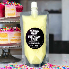 McNeal Made Candle Co Squeezable Wax Melt Pouch with birthday cake fragrance, highly fragrant, long-lasting aromatherapy home scent