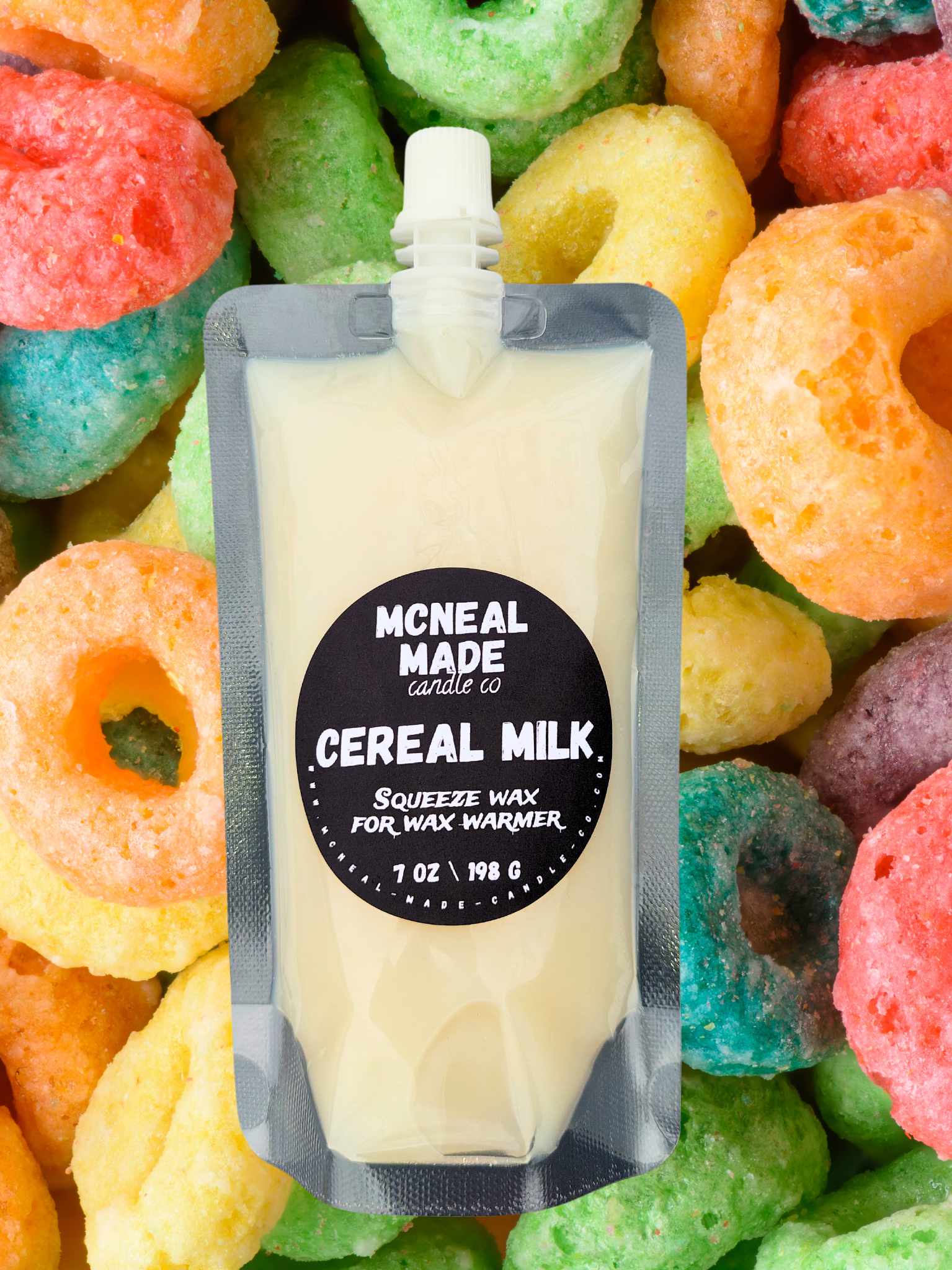 McNeal Made Candle Co Squeezable Wax Melt Pouch with birthday cake scent, highly fragrant and long-lasting home aromatherapy.