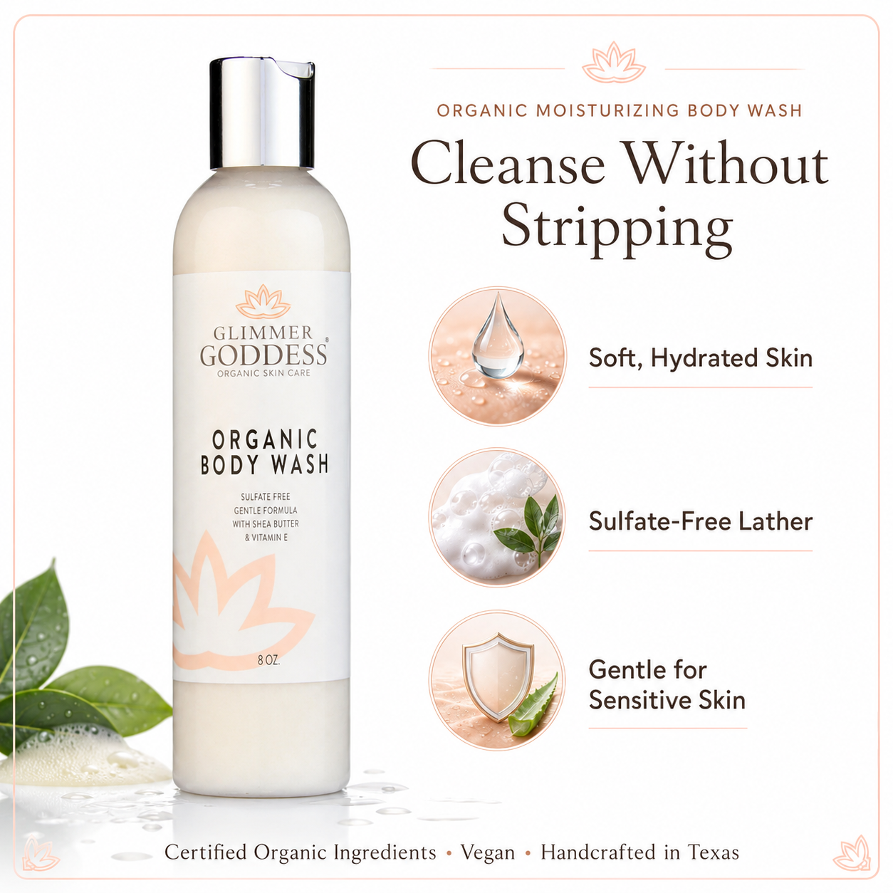 Organic Moisturizing Body Wash for Soft, Hydrated Skin