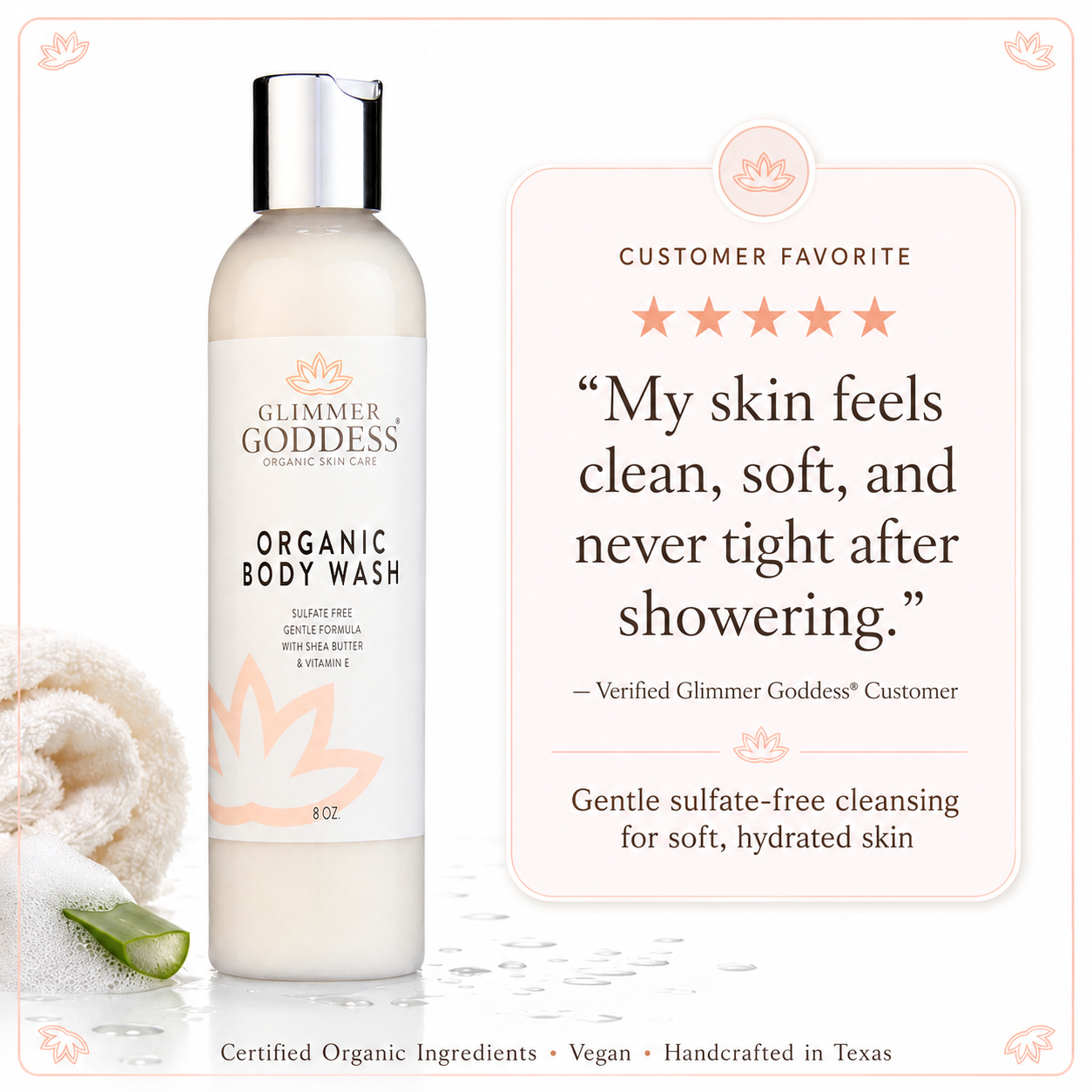 Organic Moisturizing Body Wash for Soft, Hydrated Skin