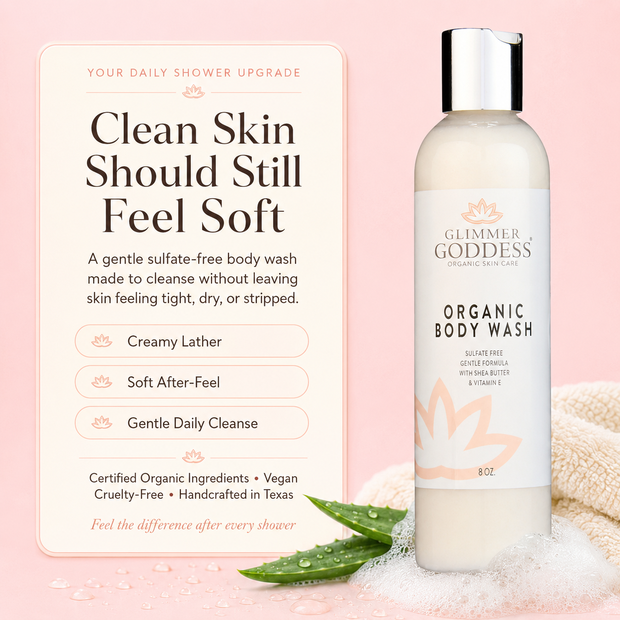 Organic Moisturizing Body Wash for Soft, Hydrated Skin