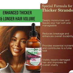 Organic Hair Solution Chebe Hair Growth Thicker Bundle with oil and hair mask, featuring willow bark, castor oil, mango butter, and tea tree.