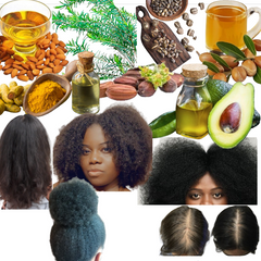 Organic Hair Solution Chebe Hair Growth Thicker Bundle featuring 2-in-1 oil and hair mask with willow bark, castor oil, mango butter, and tea tree.