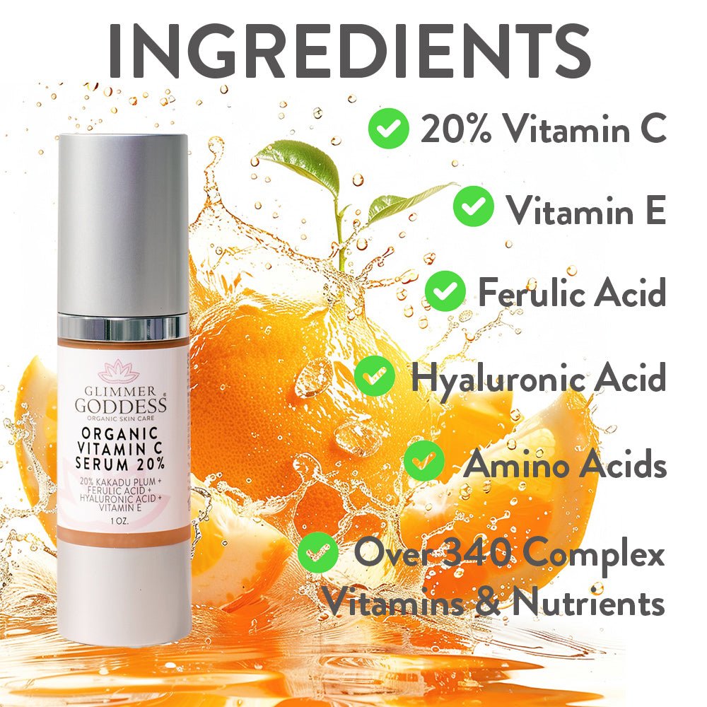 Organic Vitamin C Serum 20% – Brightening Treatment with Hyaluronic & Ferulic Acid