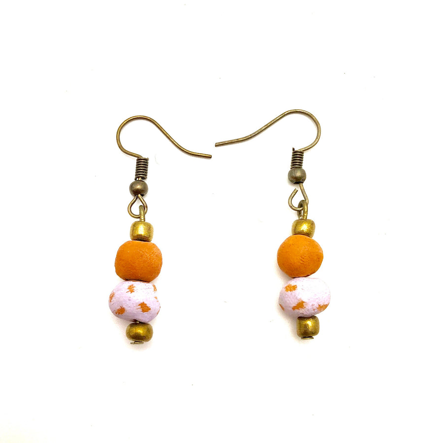 Antiqued cranberry-red aromatherapy earrings with intricate design, crafted by Papillon Marketplace Online.