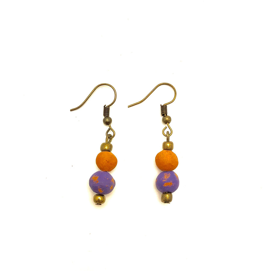 Antiqued cranberry-red aromatherapy earrings from Papillon Marketplace, featuring intricate metalwork and elegant dangle design.