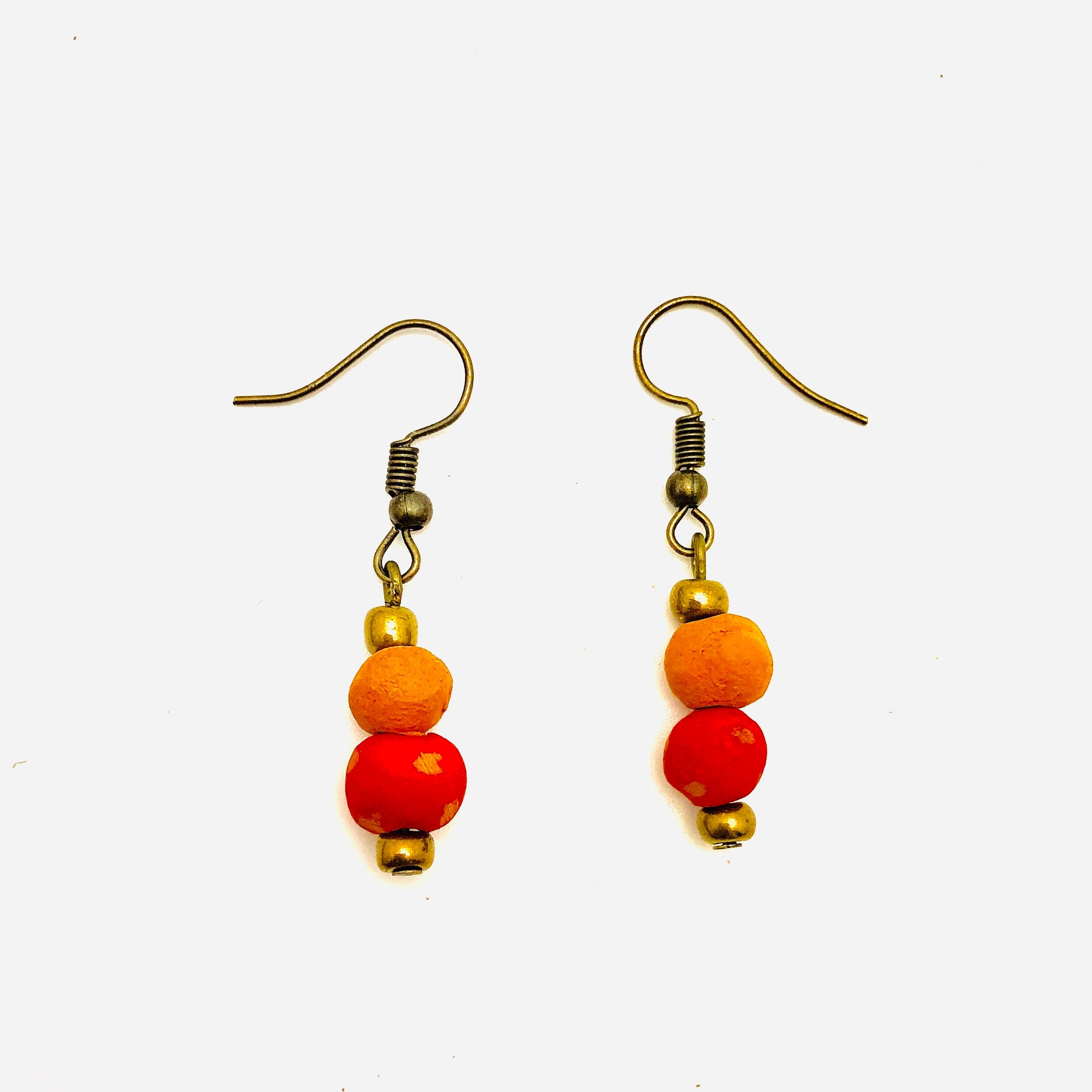 Antiqued cranberry red aromatherapy earrings with intricate details, stylish jewelry by Papillon Marketplace Online