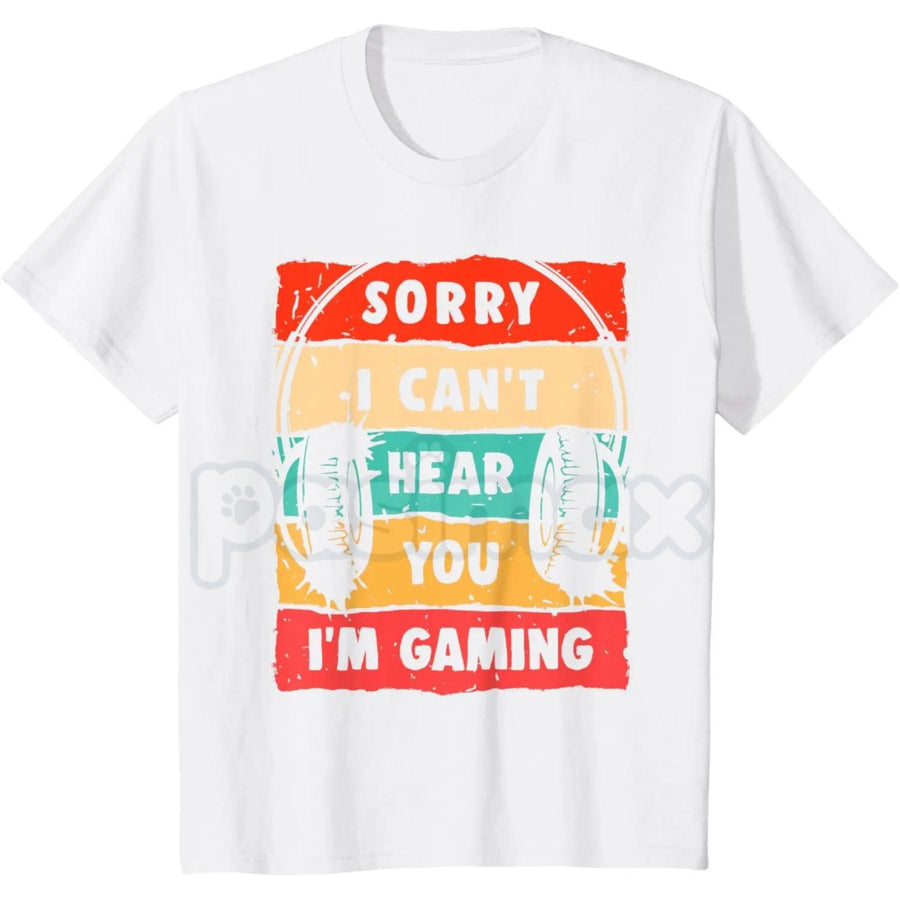 White Pasimax funny gamer T-shirt featuring humorous video gaming design, casual streetwear for teens, boys, and men.