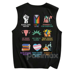 White Pasimax human rights tank top featuring activist graphic design, social justice T-shirt for men and women.