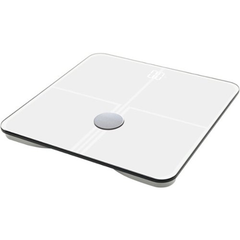 White Mobi Connect Smart BMI Wi-Fi Body Composition Scale by Pasteur Pharmacy showing digital display and multiple measurement icons.