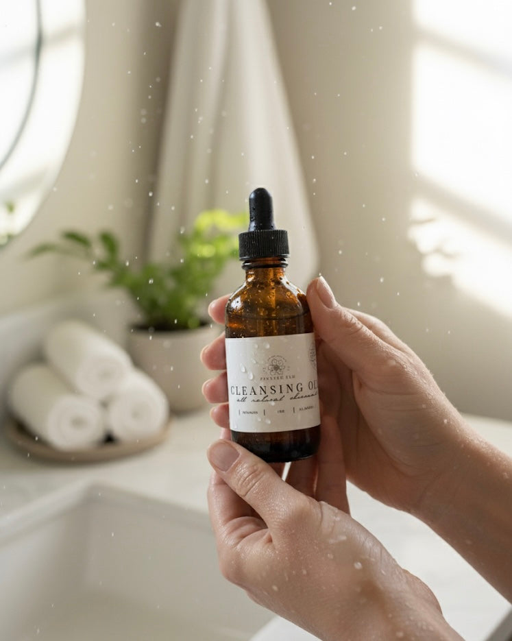 Pioneer Pam Cleansing Oil facial cleanser for all skin types, showing a clear bottle with gentle cleansing formula inside.