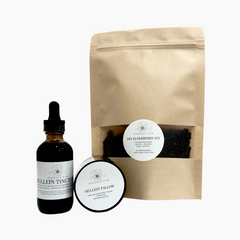 Pioneer Pam Immunity Combo with Mullein Tincture, Elderberry Kit, and Mullein Tallow for immune and respiratory support.