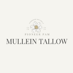 Pioneer Pam Mullein Tallow skin salve and chest rub for immune support, shown in a jar with a natural herbal background.