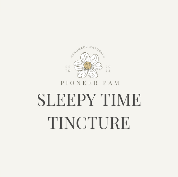 Pioneer Pam Sleepy Time Herbal Tincture for kids and adults, herbal sleep support without melatonin, in a dropper bottle.