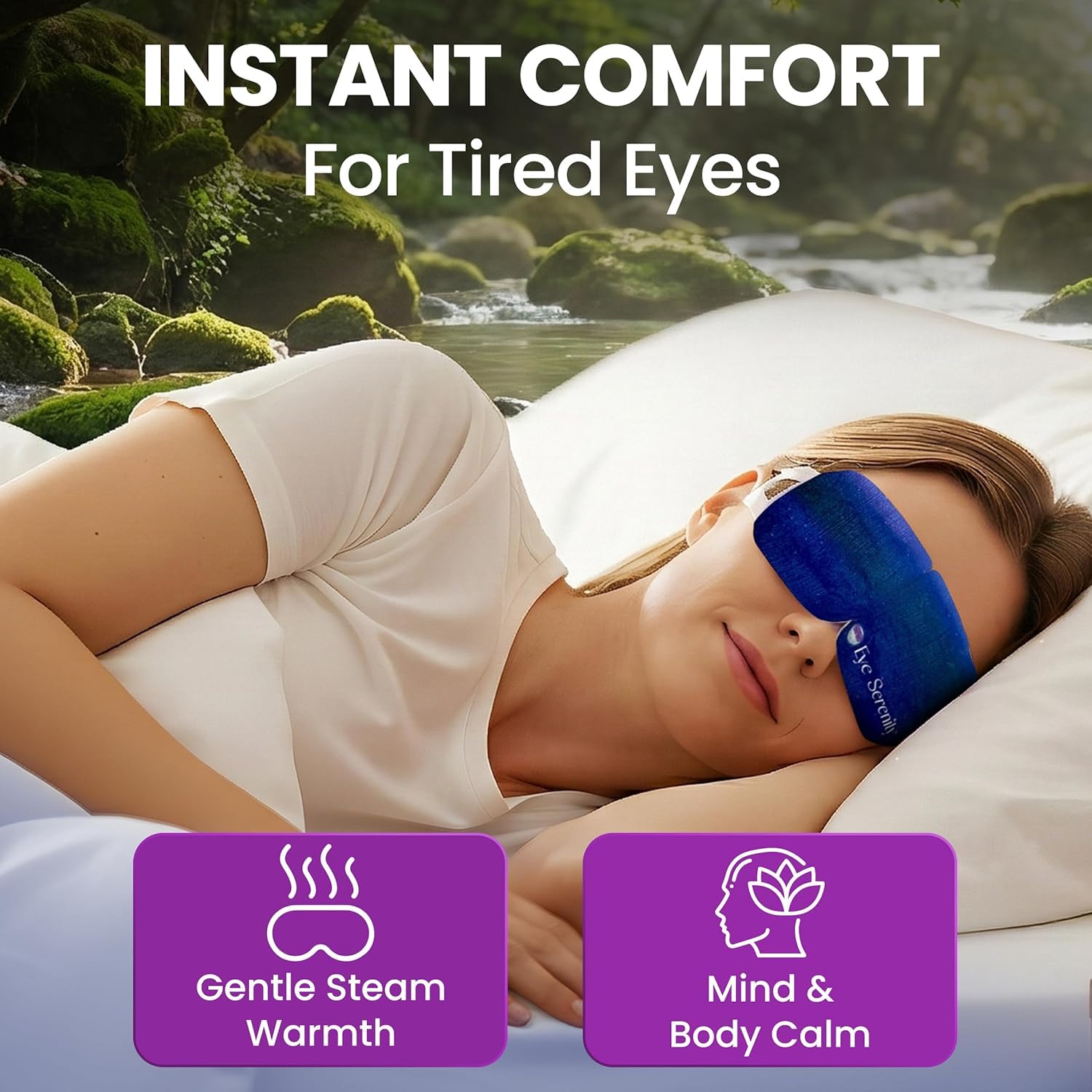 Lure Essentials Eye Serenity Steam Eye Mask variety pack for eye care and relaxation, showing the soft, calming eye masks.