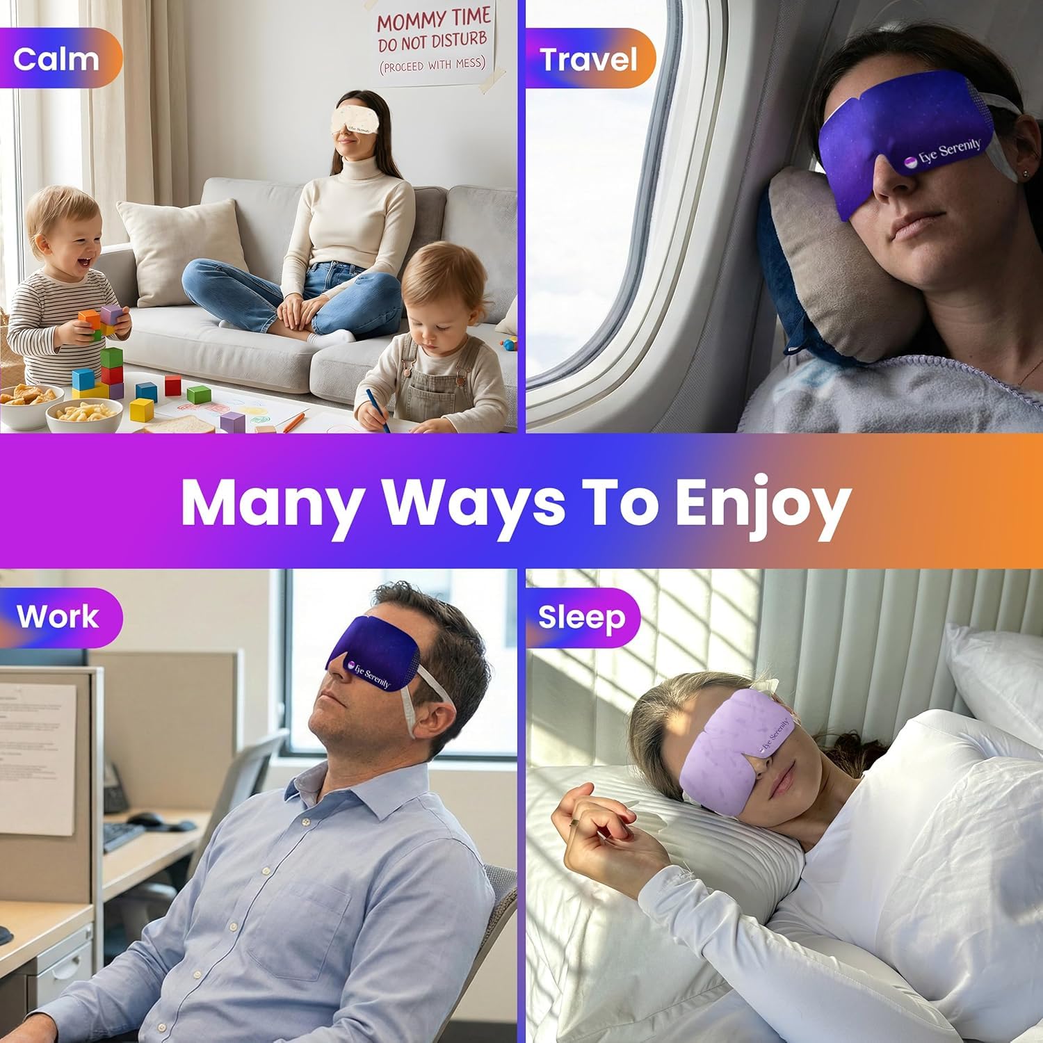 Lure Essentials Eye Serenity Steam Eye Mask variety pack, soft fabric with calming design for eye care and relaxation.