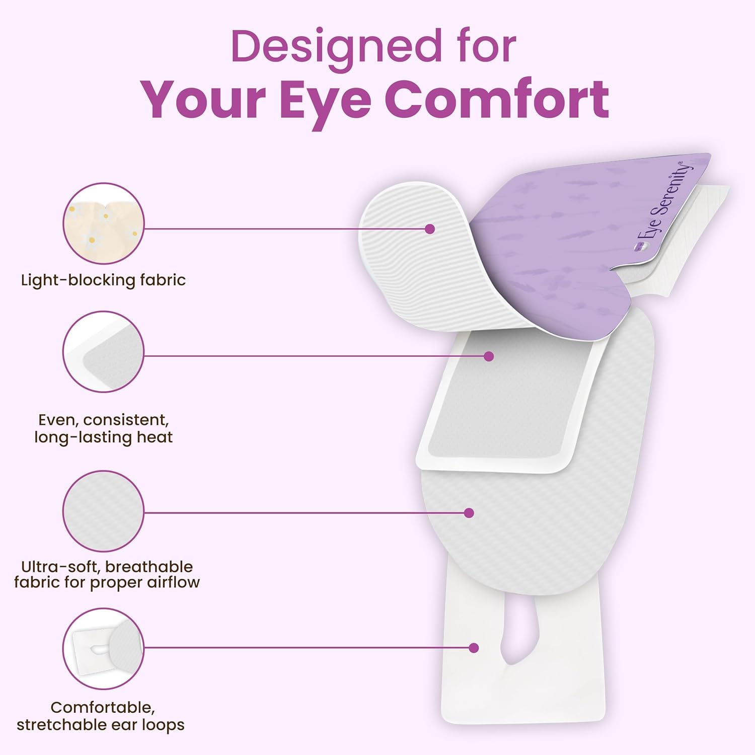 Lure Essentials Eye Serenity Steam Eye Mask variety pack for eye care and relaxation, showing individually wrapped masks.