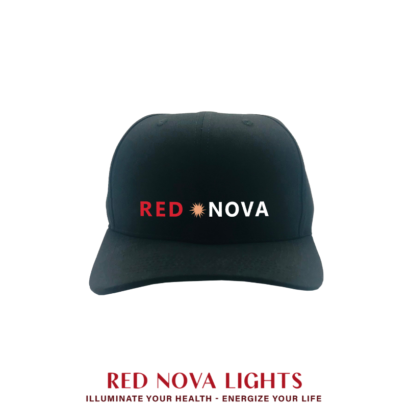 Red Light Therapy Hat by Red Nova Lights LLC, designed for hair growth and pain relief, featuring 660nm and 850nm LED lights.