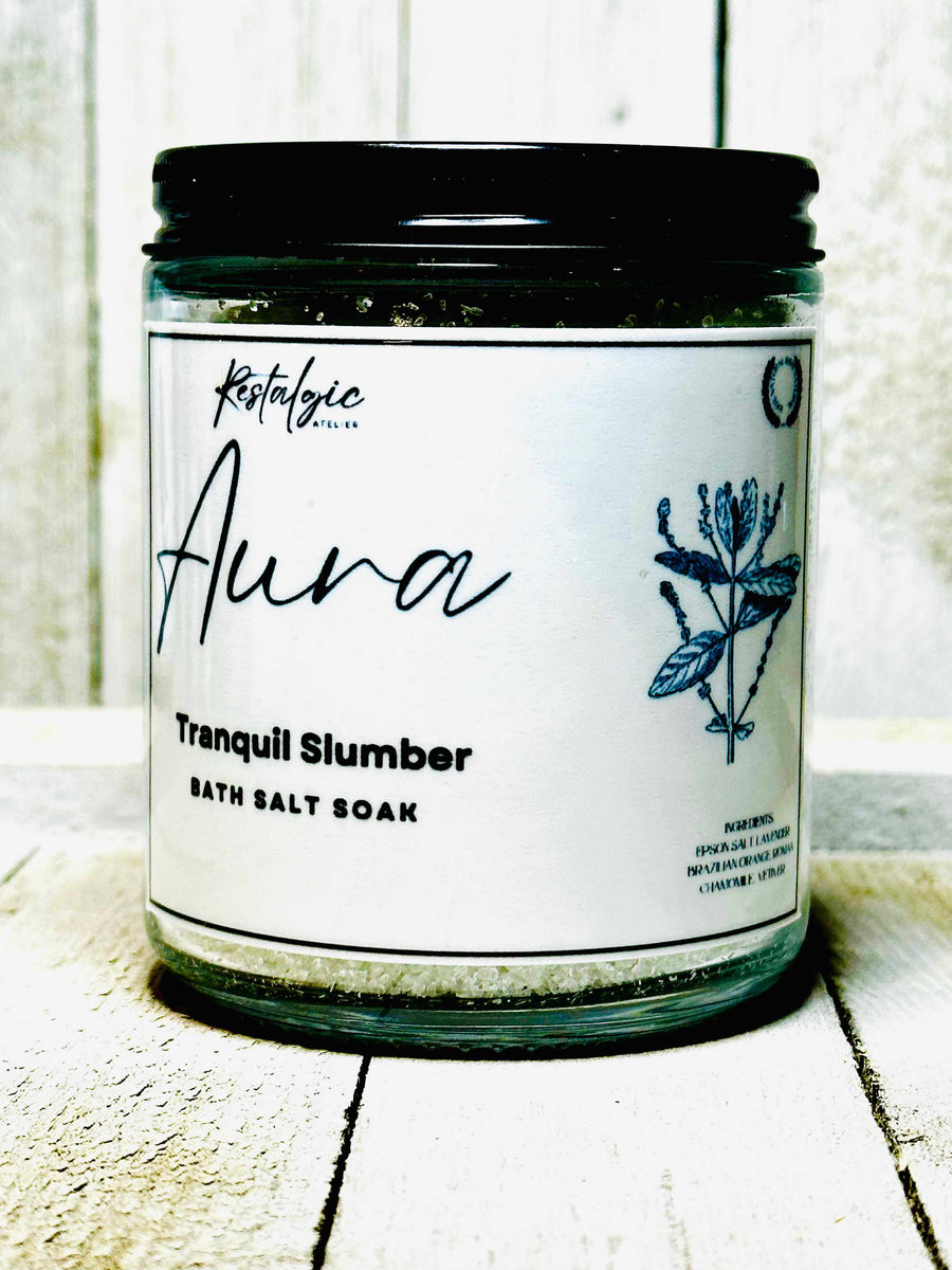 Restalgic Atelier bath and body product titled Tranquil Slumber, a sleep aid designed to promote restful nights.