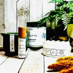 Restalgic Atelier headache relief kit with soothing bath and body products for instant migraine and headache relief.