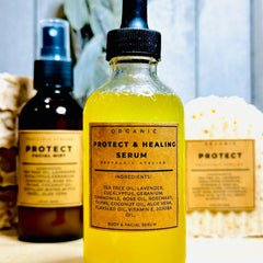 Restalgic Atelier Protect and Healing Rosacea Box featuring skincare products for rosacea management and skin soothing.