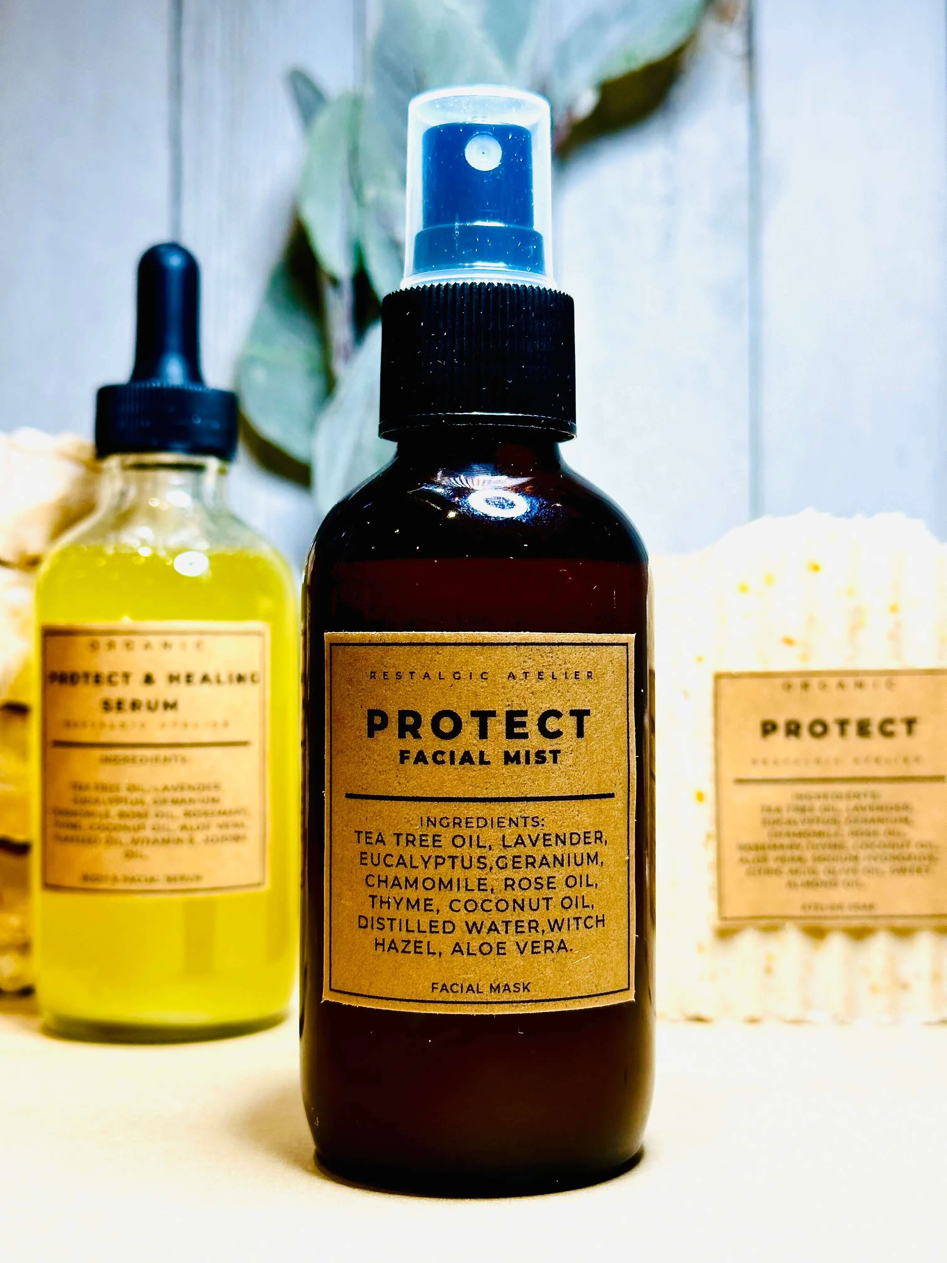 Restalgic Atelier Protect and Healing Rosacea Box with skincare products for sensitive, irritated skin and rosacea relief.