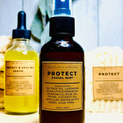 Restalgic Atelier Protect and Healing Rosacea Box with skincare products for sensitive, irritated skin and rosacea relief.