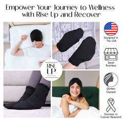 Rise Up and Recover chemo cold therapy kit with cooling packs for chemotherapy comfort, suitable for women and men.