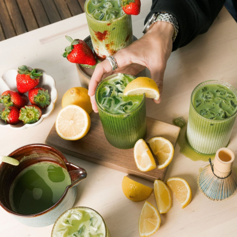 Isshiki Matcha Samidori single cultivar premium matcha powder in a package