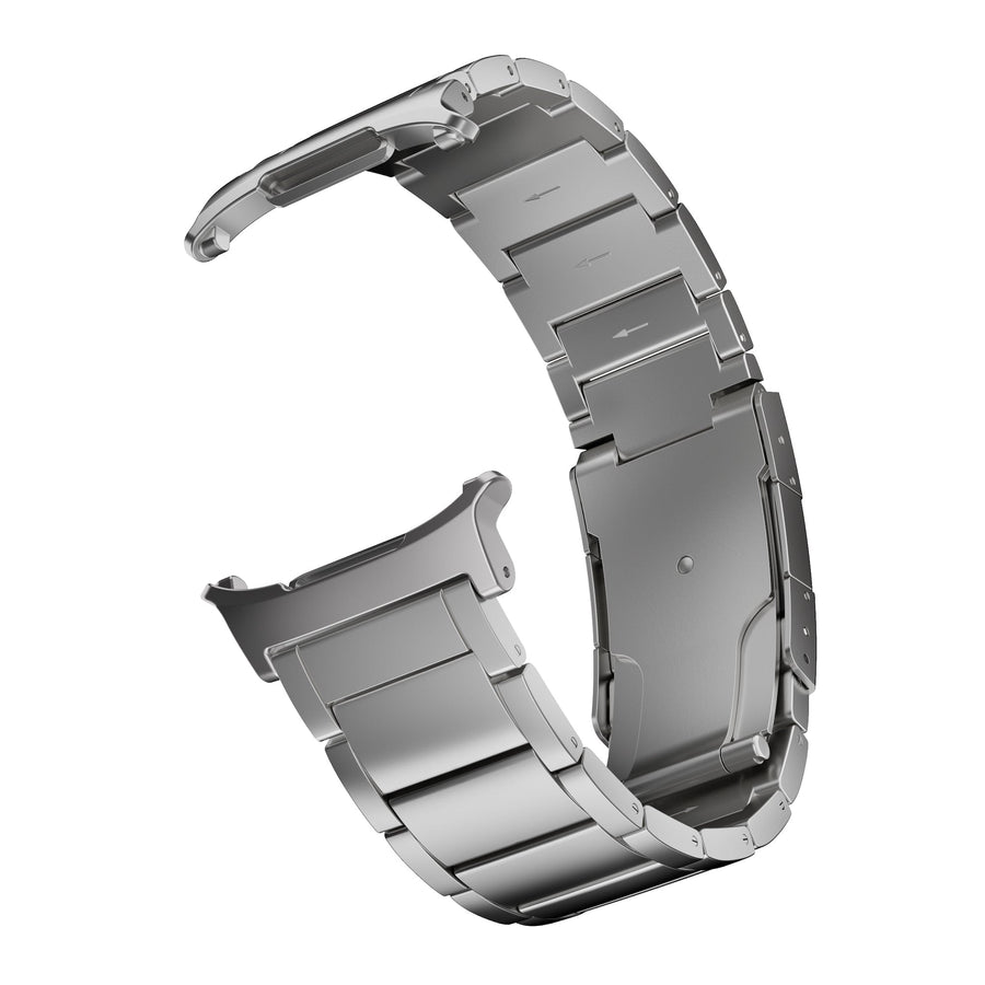 Robust Titanium Band T01 for Samsung Galaxy Watch Ultra, natural titanium smartwatch strap with a sleek, durable design.