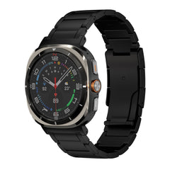 Robust Titanium Band T01 for Samsung Galaxy Watch Ultra, showcasing a sleek natural titanium watch strap on a black background.