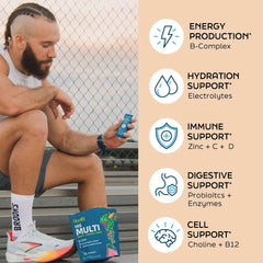 Root'd Growing Together Bundle multivitamin pack for future mom and dad, featuring hydrating multivitamin capsules in a 30-day supply.