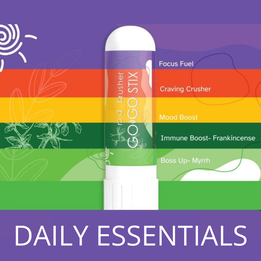 GOGO Stix organic aromatherapy inhalers by Save Our Jewels Wellness, portable natural relief for allergies and congestion.