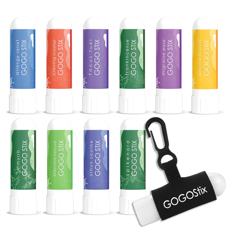 Organic aromatherapy inhalers by Save Our Jewels Wellness, GOGO Stix allergy relief inhalers with natural essential oils.