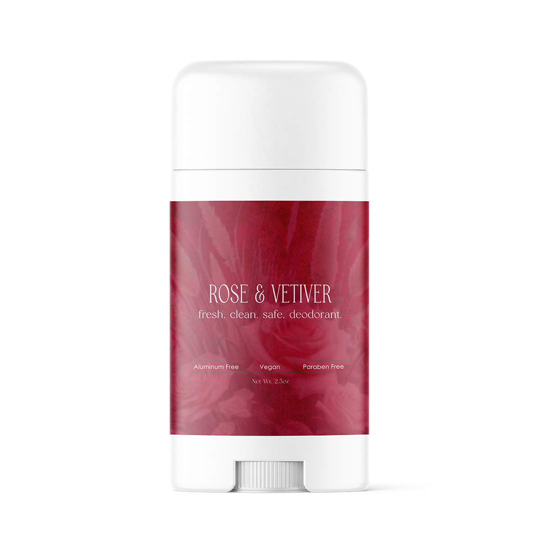 Organic vegan aluminum-free deodorant by Save Our Jewels Wellness, featuring natural clay and tea ingredients for detox and freshness.