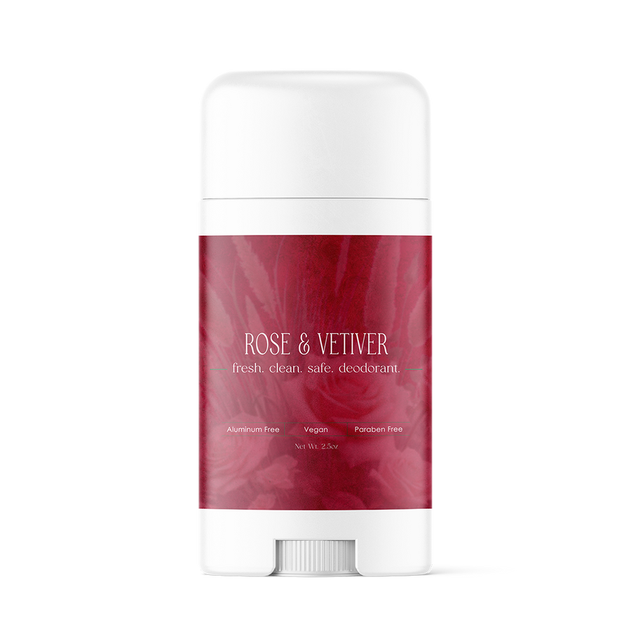 Organic vegan aluminum-free deodorant by Save Our Jewels Wellness, featuring natural clay and tea ingredients for detox and freshness.