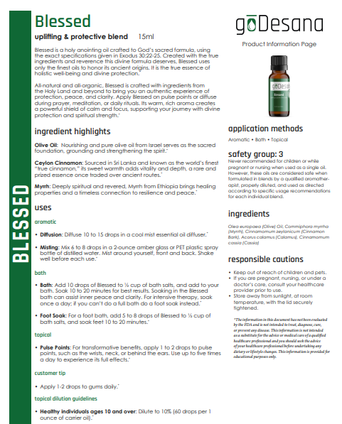 Bottle of Blessed Anointing Oil by Save Our Jewels Wellness with biblical recipe label and golden cap.