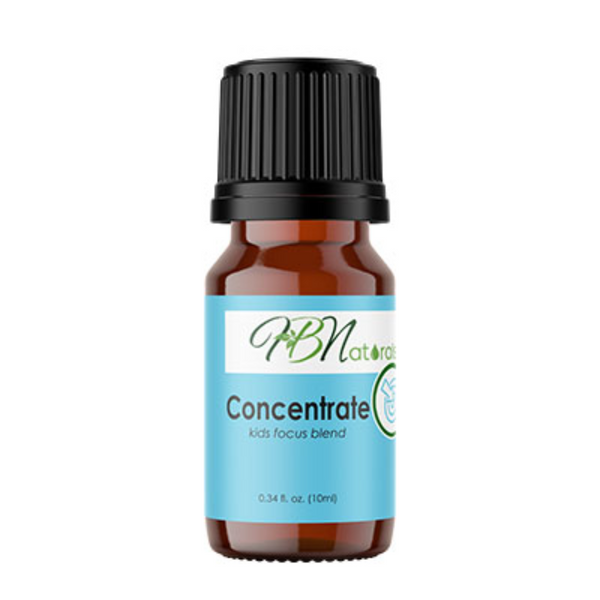 Bottle of Save Our Jewels Wellness Kids Focus Blend essential oil for concentration, with a colorful label and child-friendly design.