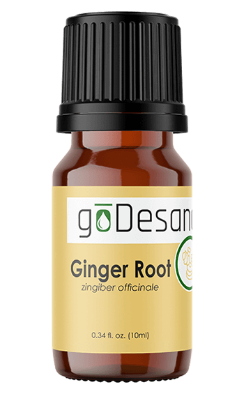Bottle of Save Our Jewels Wellness ginger root essential oil, used for nausea relief and morning sickness.