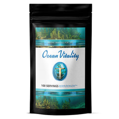 Ocean Vitality Thyroid and Mineral Support from Save Our Jewels Wellness, 100 servings, featuring a jar with a label and supplement capsules