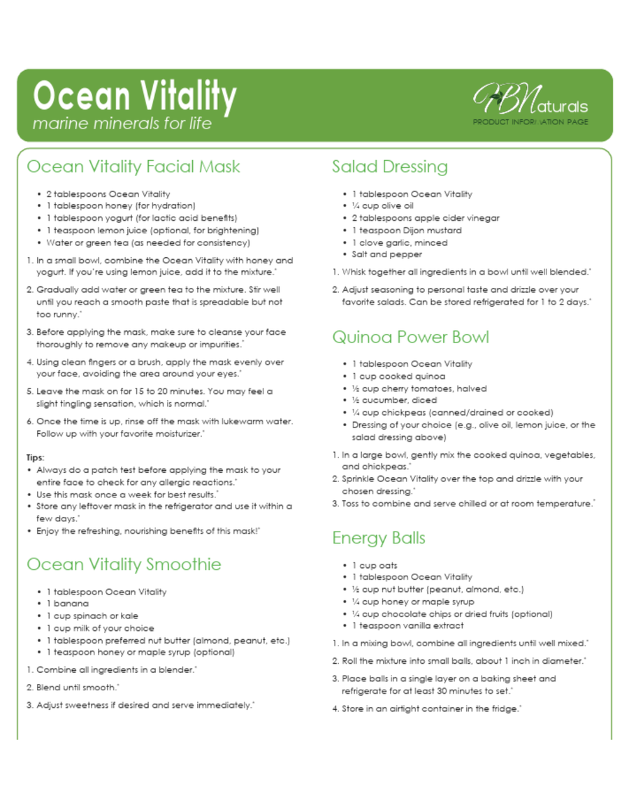 Ocean Vitality Thyroid and Mineral Support supplement by Save Our Jewels Wellness, 100 servings, featuring ocean-derived minerals and nutrients.