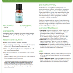 Bottle of Tox-B-Gone Kids Detoxification Essential Oil Blend by Save Our Jewels Wellness, with natural oil blend in a clear glass bottle.