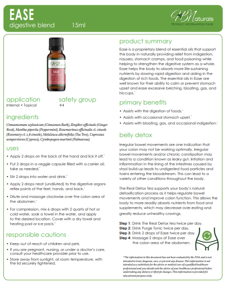 Belly Bliss Wellness Kit with VitaliTEA, Purge Tonic, and Ease Essential Oil Blend by Save Our Jewels Wellness herbal supplements.
