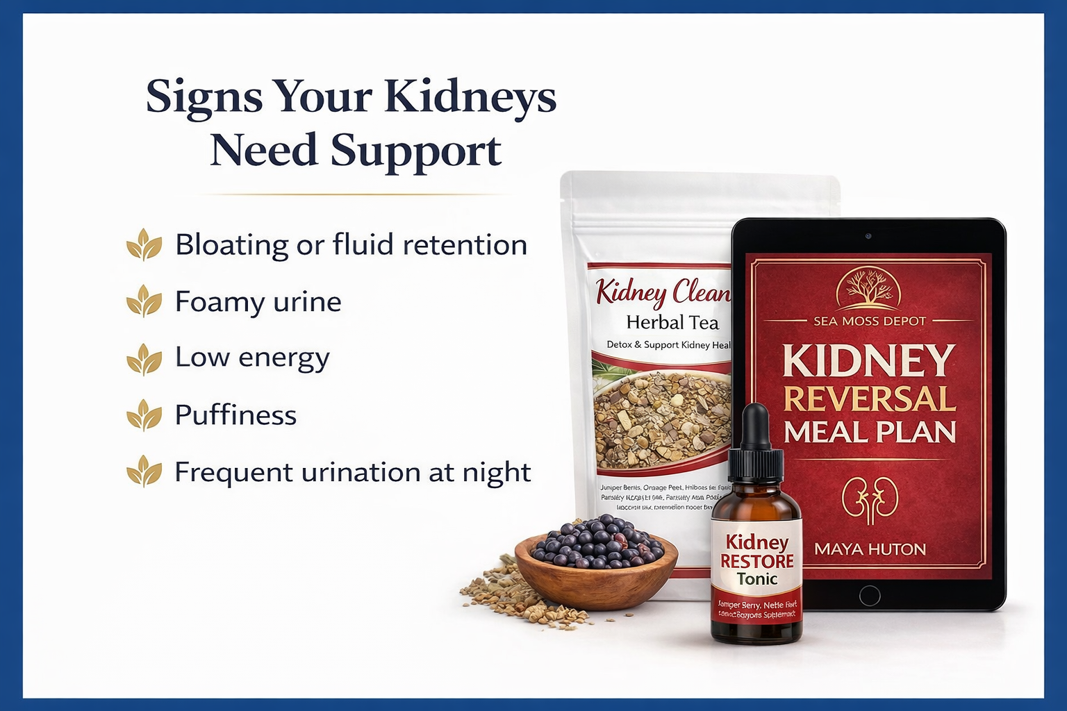 Organic botanical herbal liquid supplement for kidney detox with Chanca Piedra, cranberry, burdock root, and plant extracts.