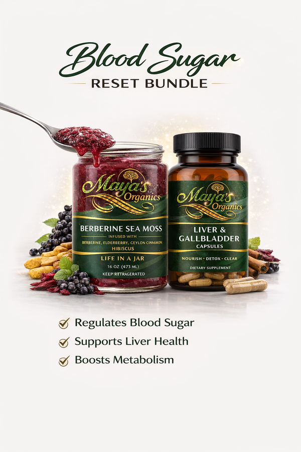 Sea moss gel from Seamoss Depot in the Berberine & Sea Moss Wellness Bundle, shown in a jar with herbal supplement capsules beside it.